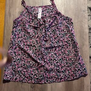 Floral Sleeveless Top - Pink and Black